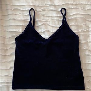 Forever 21 Navy Velvet Crop Top